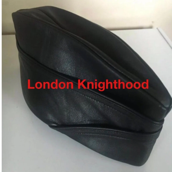 Black Genuine Leather Adult Gay Army Soldier Bluf Side Envelope Cap Hat