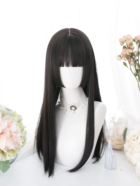 !(^o^)! wiggu alicegarden 1 Synthetic Heat-Resistant ,Long Straight Black Wig ,Coaplay Wig With Bangs ,22 Inches Long, Made Of Fiber, Suitable For Daily Use, Natural And Realistic Fake Hair(Excluding Accessories)