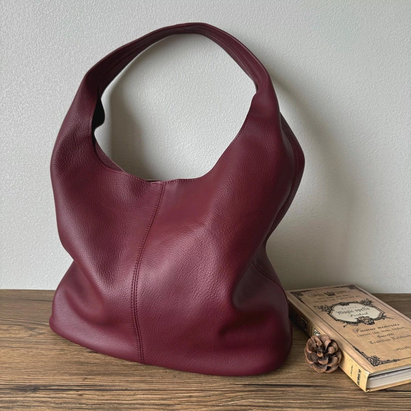 Women Soft Leather Bag, Deep Red Bag for Her