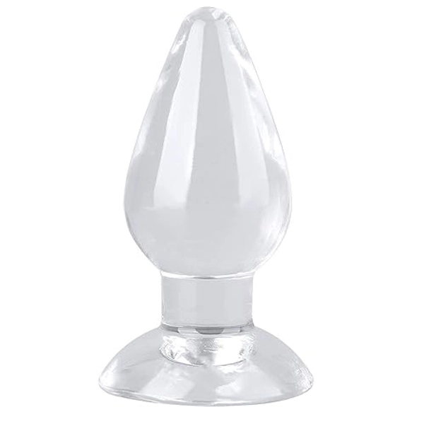 Transparent Large Anal Butt Plug, Huge Butt Plug Anus Dilator Prostrate Massage Sex Toy with Strong Suction Cup for Beginners Advanced Men Women Couple (S)