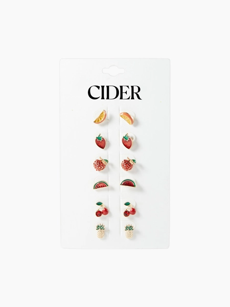 6 Pairs Fruit Shaped Stud Earrings Set