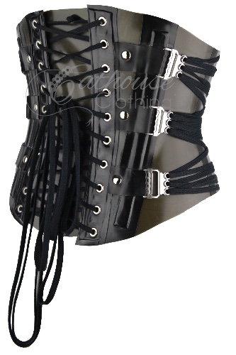 Asylum Medical Corset | 34” / Translucent smoky black/black / Press studs (as shown)