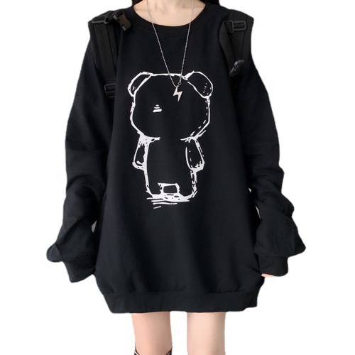 Gothic sweatshirt with cute bear Harajuku