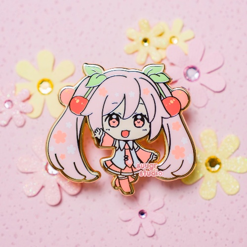 Virtual Vocalist Sakura Miku Hard Enamel Pin - [A Grade] / Simple Rubber Back