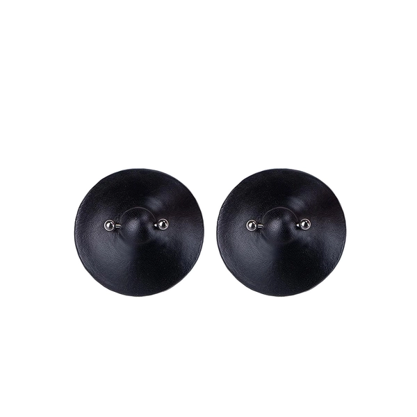 Pierced Leather Nipple Pasties, Black Nipple Covers for Raves and Festivals, Genuine Leather Pasties with Piercing, Sexy Gift