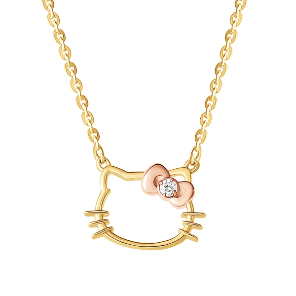 Hello Kitty Gold Plated Silhouette Diamond Necklace