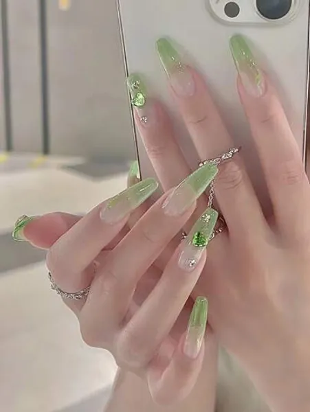 24pcs Long Coffin Heart Decor Fake Nail & 1pc Nail File & 1sheet Tape