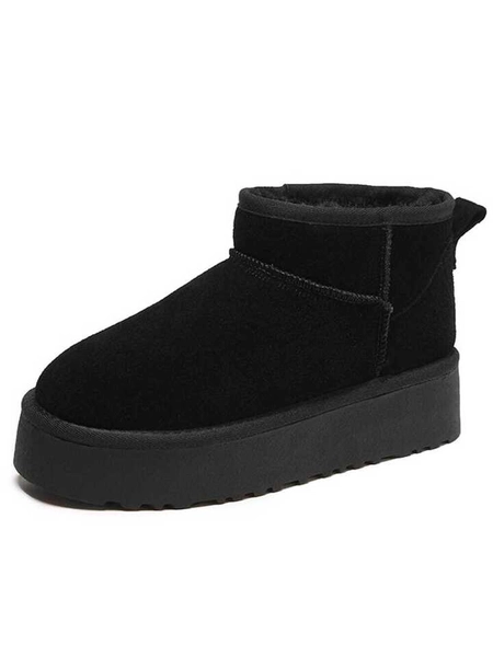Platform Mini Shoe For Women Short Ankle Shoe Fur Fleece Lined Sneakers Classic Ultra Snow Platform Anti-Slip Shoe For Outdoor