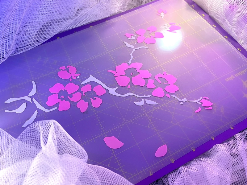 Cherry Blossom Branch Car Decal l Holographic l Cherry Blossom Flowers l Petals l Sakura Flowers l For Mirror l Furniture l PC Free Shipping