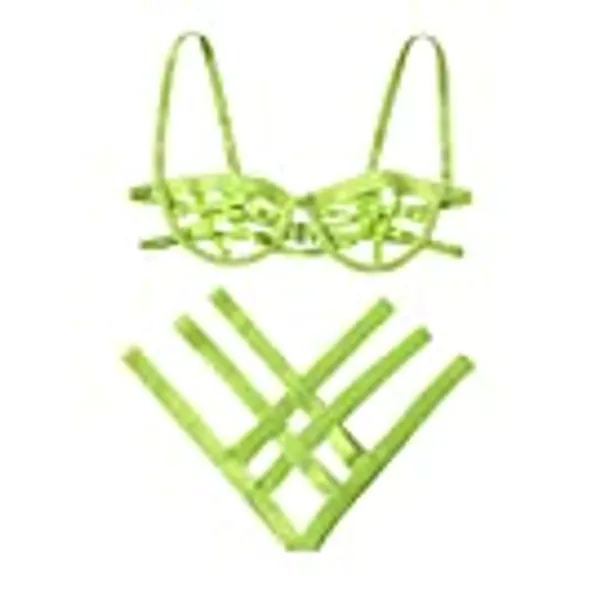 SheIn Women's Sexy Ladder Cut Out Lingerie Set Push Up Two Piece Bra and Panty