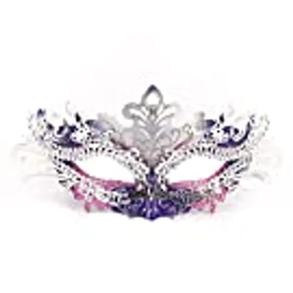 Seglorwy Womens Masquerade Mask Metal Rhinestone Venetian Halloween Christmas Evening Prom Ball Party Mask