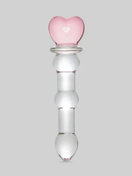 Crystal Heart Wavy Glass Dildo 6 Inch