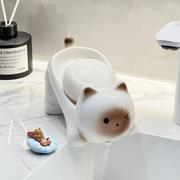   ceramic cat soap dish drainage no drill - Temu New Zealand