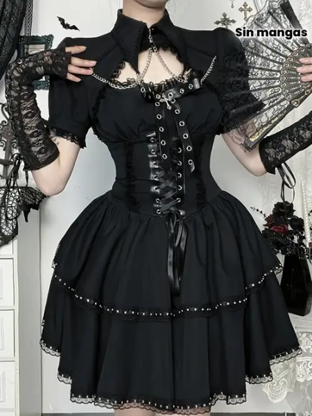 vestido corto line vintage encaje cintas sin   estilo - Temu Argentina