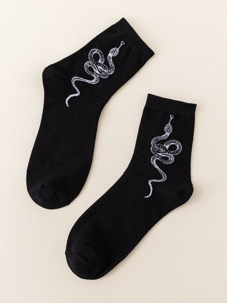 Snake Pattern Crew Socks