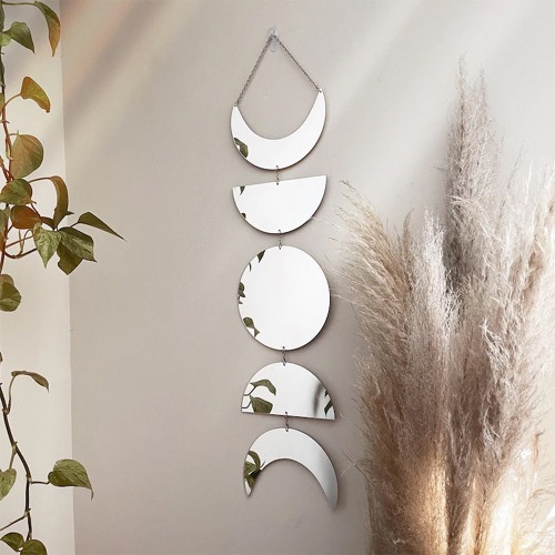 Sun and Moon Acrylic Wall Mirror - Silver