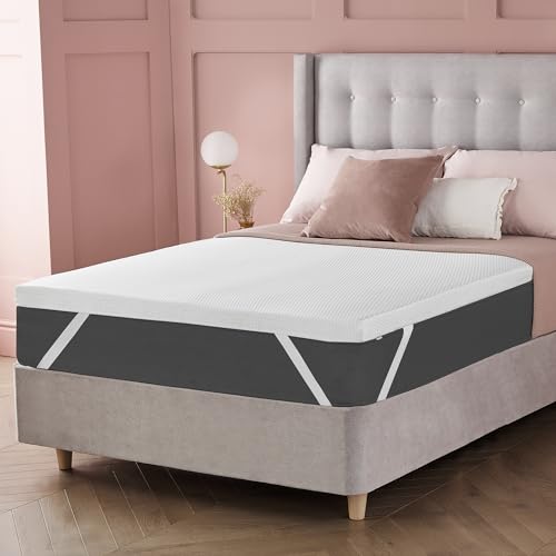 Silentnight Impress Memory Foam Mattress Topper - 7cm Extra Thick Luxury Orthopedic Double Mattress Topper for Back and Neck Pain - Removable Washable Cover ,White - Double - 7cm Mattress Topper