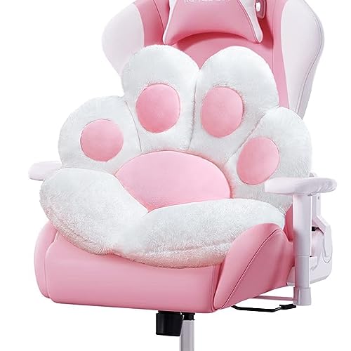 Cat Paw Cushion Cute Chair Cushions Kawaii Cat Paw Shape 28"x 24"Gaming Chair Cushion kitty Plush Lazy Sofa Pillow for Girl Gamer Chair,kawaii Accessories Stuff Room Decor Bedroom Decor Pad (White) - White