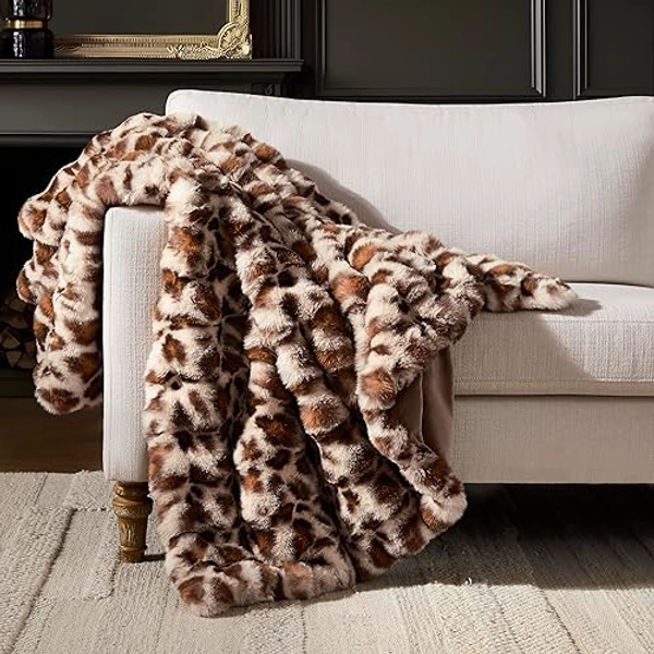 WDCOZY Cheetah Leopard Print Bubble Throw Blanket, Luxury Faux Fur Mink Plush Throw for Couch, Sofa and Bed, Soft Fluffy Fuzzy Cozy Blanket, Thick and Warm, 50x60 inches