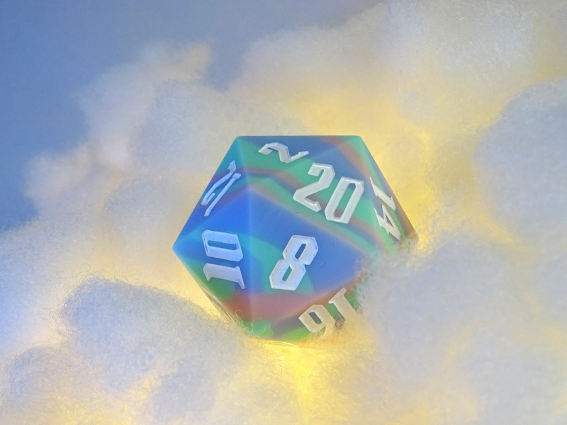 Giant Bouncy Pastel Rainbow Swirl D20
