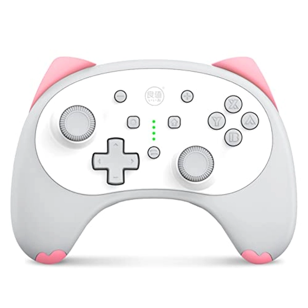 IINE Cat Controller for Nintendo Switch Cute Wireless Pro Controller,Kawaii Game Accessories,White