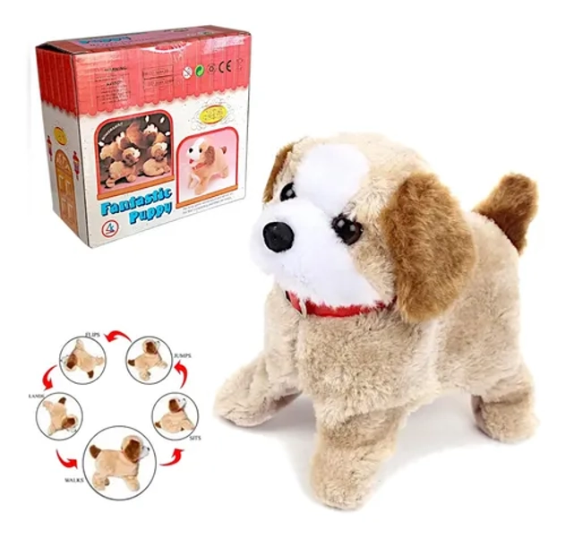 Cachorro Cachorrinho Pula Anda Brinquedo Pelúcia Late
