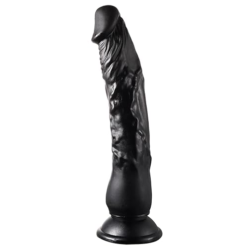 Realistic Dildos Feels Like Skin, Clear Dildo with Suction Cup for Hands-Free Play, Body-Safe Material and Adult Sex Toys for Women (9 in*1.5 in Black)