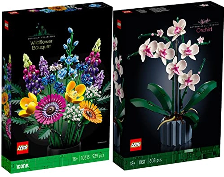 Lego Set of 2: 10311 Orchid & 10313 Wild Flower Bouquet