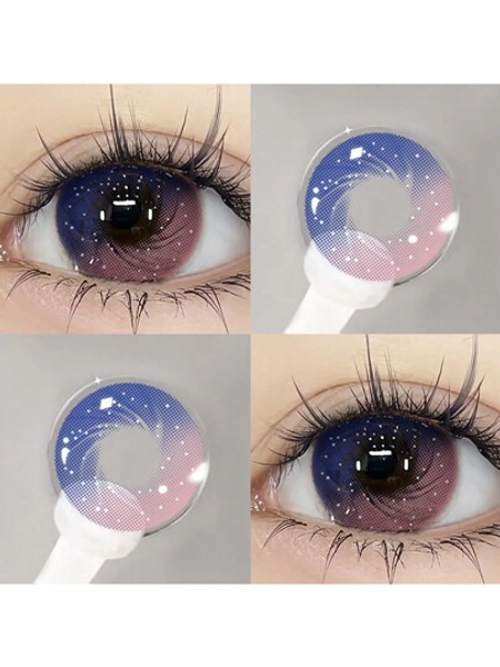 1 Pair Galaxy Pink Natural Colored Contact Lens Eye Beauty Makeup Yearly Use 14.2mm Cosmetic Lenses