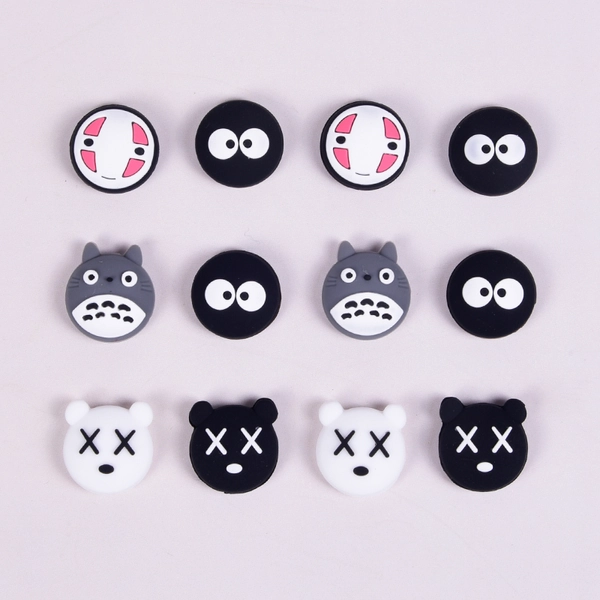 Gray Cat Switch Thumb Grips Cute No-Face Soot Sprites OLED Joystick Caps - B