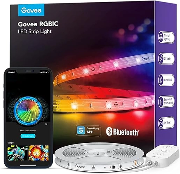 Govee RGBIC LED Strip 5m, Bluetooth LED Streifen, Segmentcontrol, Musik Sync, 64 Szenenmodus, Steuerbar via App-Steuerung,Farbwechsel,Geeignet für Zuhause Schlafzimmer Gaming 5M