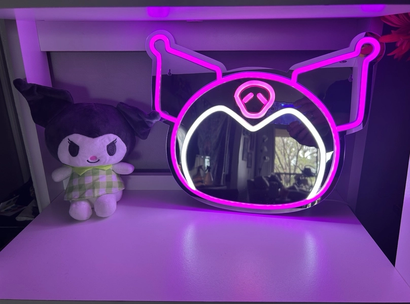 Sanrio Kuromi Purple LED Neon Light Vanity Makeup Mirror USB Fun Cute Girl Gift
