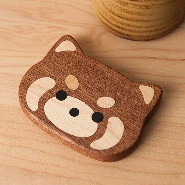 Wooden Red Panda Coaster Wood Raccoon Lesser Panda Merch - L