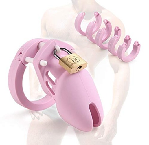 Roo-16HAO Párrafo Corto para Hombres, Rosa Dispositivo de Jaula de protección de Silicona bellamente diseñado (5 especificaciones) -44