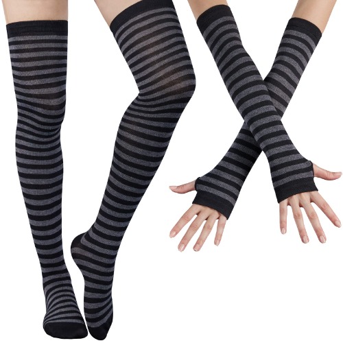 DRESHOW Calcetines Hasta la Rodilla Cosplay Casual Sobre la Rodilla Medias Hasta el Muslo Calcetines Largos Guantes Sin Dedos para Mujer Niña