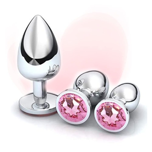 3 Piezas/S M L, B-ütt an-âl Pl-ùg, Tapón Redondo de Metal para Entrenamiento, Relajación Muscular Corporal Impermeable (Rosa)