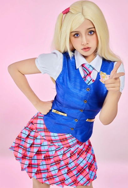 [Last Batch] Barbara Cosplay Costume School Style Uniform Set Vest and Shirt with Tie and Pleated Skirt