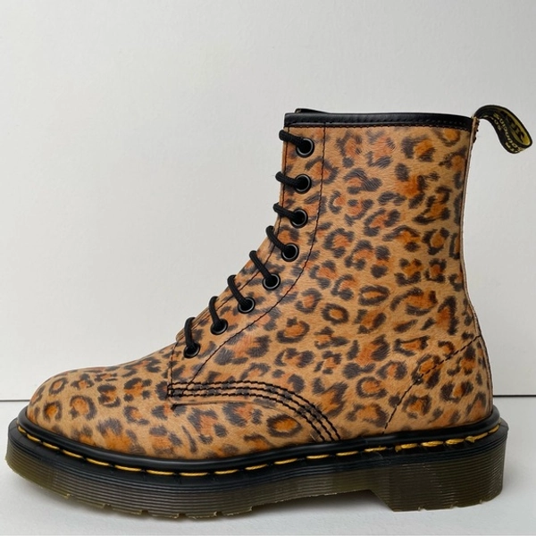 Vintage Dr. Martens 1460 Leopard Animal Print Brown Black MIE Boots UK 4
