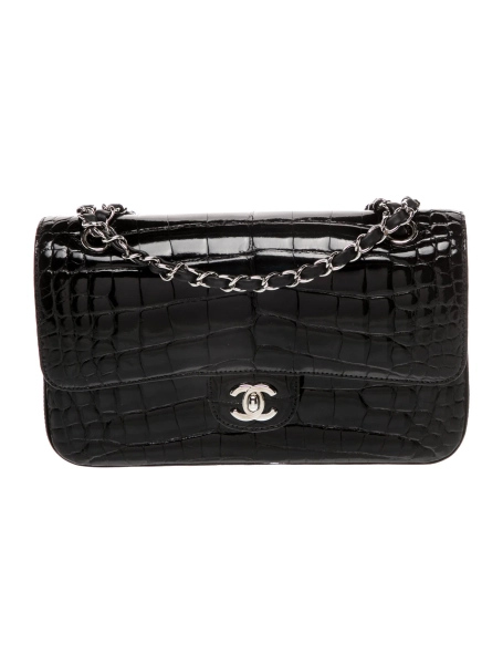 Medium Shiny Alligator Classic Double Flap Bag