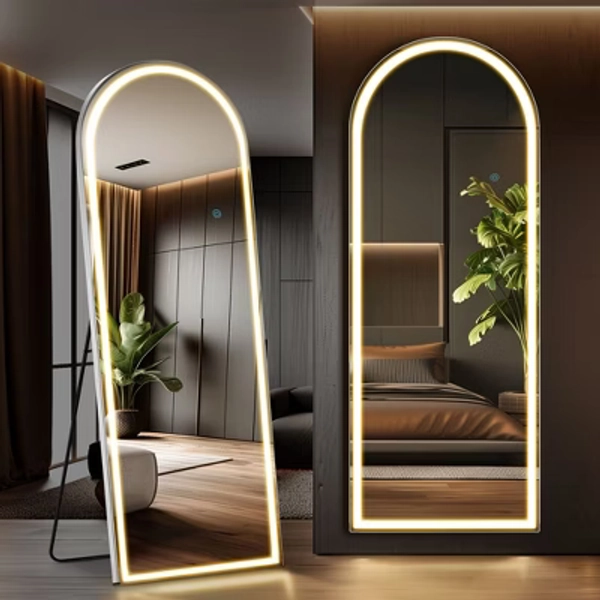 JIONJOY LED Light Arched Frameless Full Length Mirror with 3 Colors - 26x71