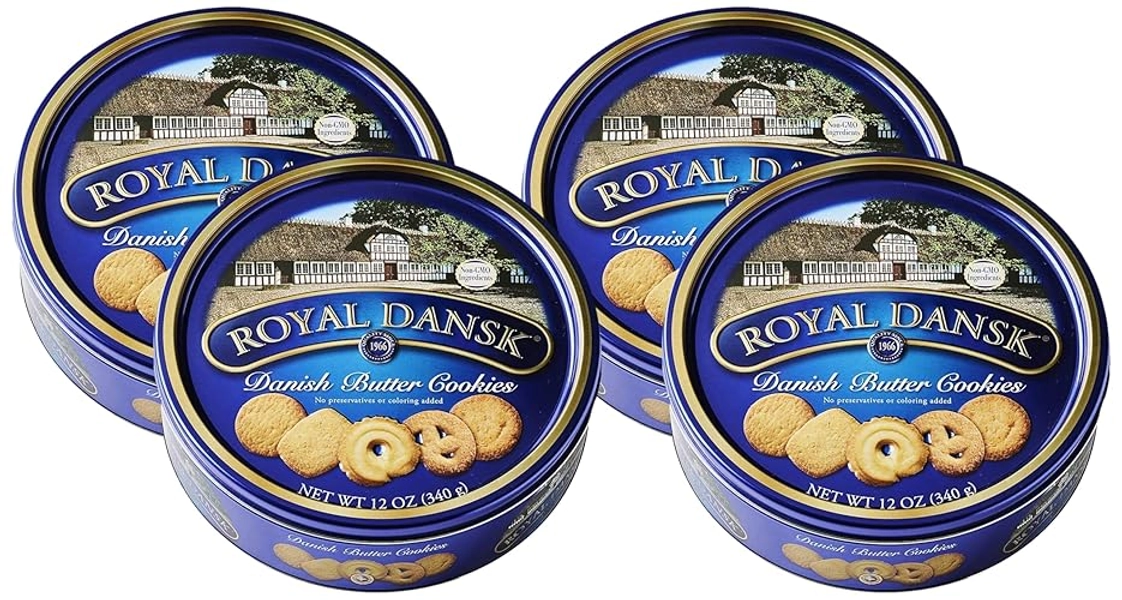 Royal Dansk Danish Cookie Selection, No Preservatives or Coloring Added, 12 Ounce (Pack of 4)