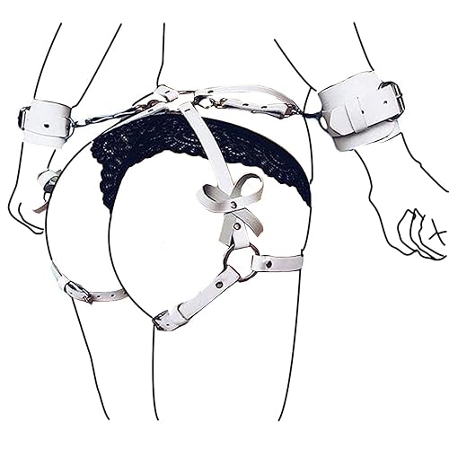 Women Punk Body Harness Belt Waist Lingerie Leg Garters Cage Thigh Party Wave Waist Club Carnival Accessory (White)