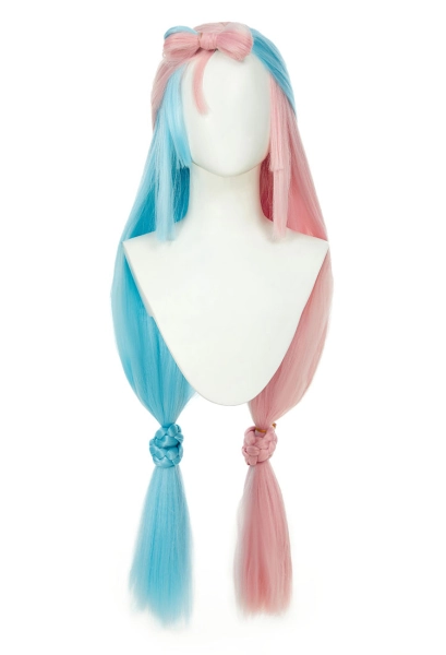 PM Iono Cosplay Wig Long Straight Pink Blue Wig