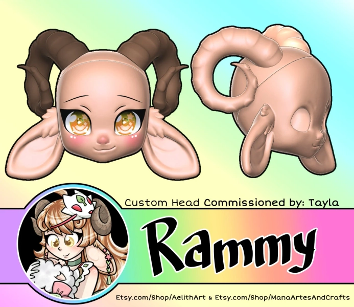 DIGITAL .STL - Additional &quot;Rammy&quot; A Custom Head for Kabbit - 26-28cm for Personal Use