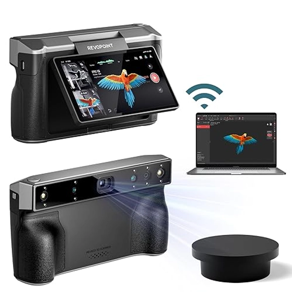Revopoint MIRACO Scanner 3D Impression portable pour imprimante 3D Batterie sans fil à charge rapide 5000 mAh Précision jusqu'à 0,02 mm Caméra couleur RVB 16 Go de RAM