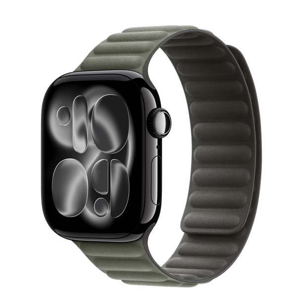 Apple Watch Series 11 GPS, 42 mm-es kozmoszfekete alumíniumtok, zsályaszürke mágneses pánt – M/L