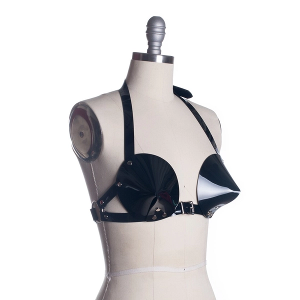 Audrey Harness Bra, Cone Bra, Black Pvc Bullet Bra, Halter Top, Leather, Vegan Leather, Gothic Fashion, Futuristic Cyberpunk Goth, Festival - Etsy Sweden