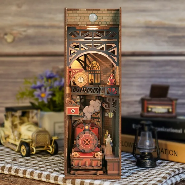 The steam age Book nook, book shelf insert,Bookshelf decoration DIY handmade splicing model gift