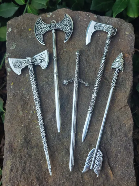 The Warrior Collection, Hair Stick, Witch Hair Stick, Sword Hair Stick, Axe Hair Stick, Viking Gift, Celtic Jewelry, Witchy, Wicca, Pagan