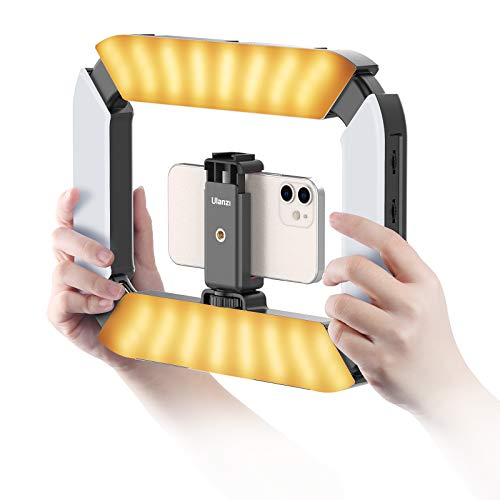 ULANZI Smartphone Video Rig with Light, Cell Phone Handheld Stabilizer with Ring Light 8500k Selfie Light for Filmaking Live Steam Tiktok YouTube Video Recording, with 8000mAh Build-in Battery - U200 Light